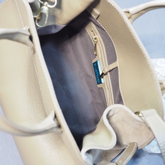 Anna Paola Riva Bag Taupe Leather Viral Commuter Satchel Purse Hand Shoulder - Picture 8 of 14